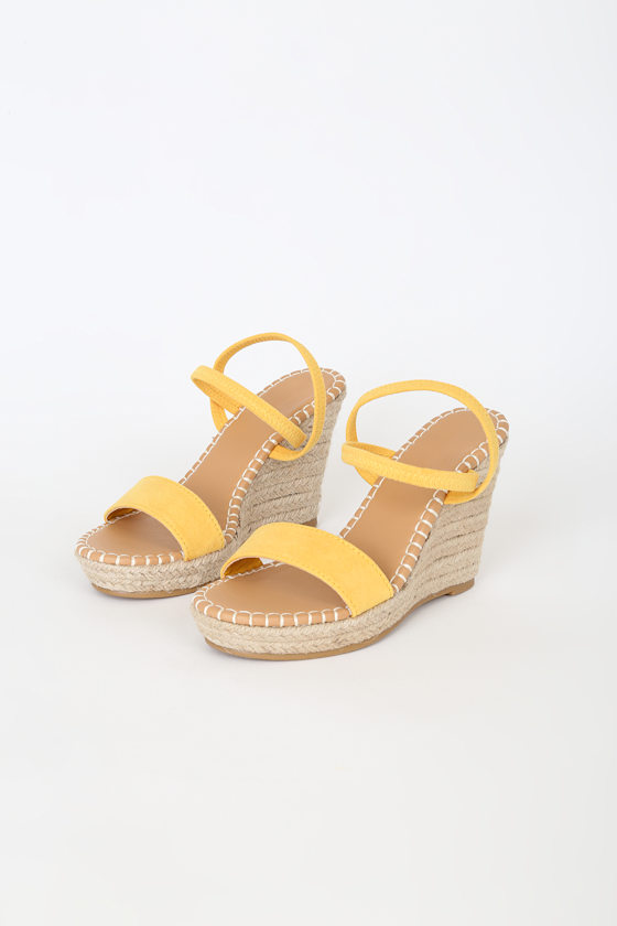 Gerri Amber Yellow Suede Espadrille Wedges 1