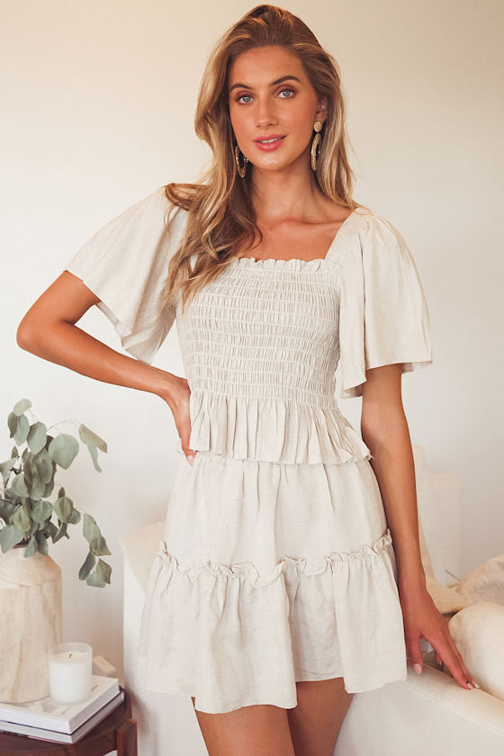 Cute Beige Skirt - Ruffled Mini Skirt - Tiered Mini Skirt - Lulus