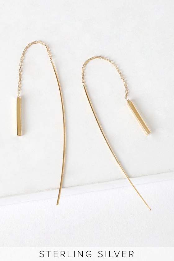 Chic Gold Earrings Threader Earrings Sterling Silver Earrings Lulus