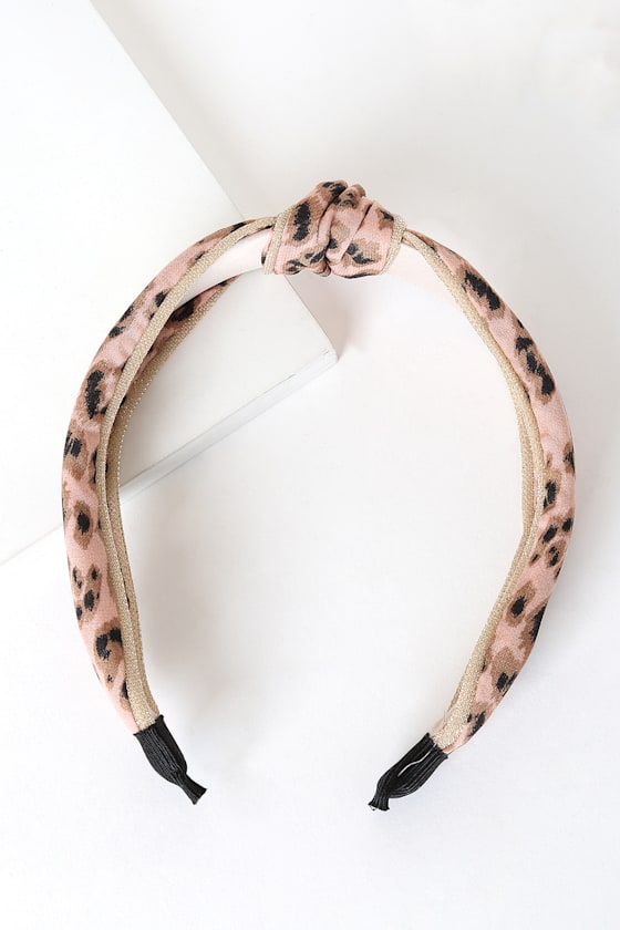 Savvy Pink Leopard Print Knotted Headband 2