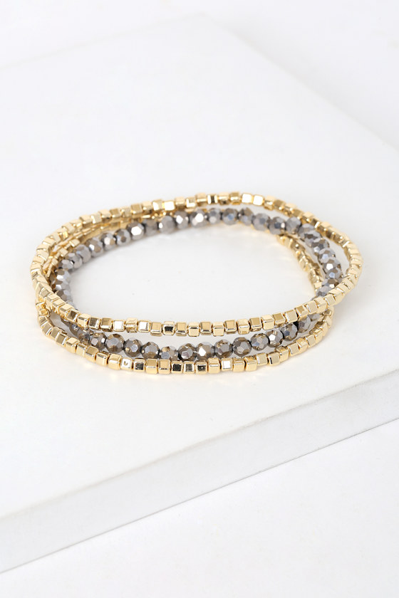Gold Beaded Bracelet Set Silver Beaded Bracelet Bracelet Set Lulus