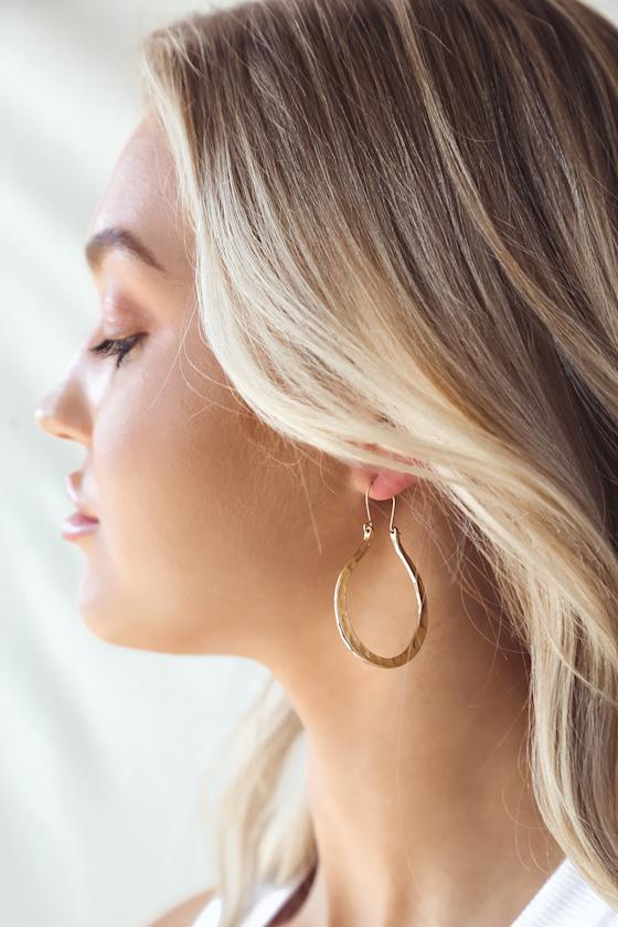 Island Bliss Hammered Gold Hoop Earrings 1