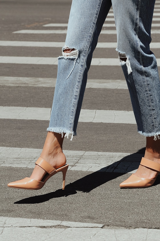 Lulus Faire Tan Pointed-toe Mules