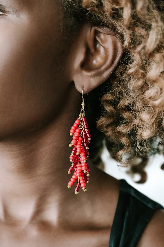 Trendy Red Beaded Earrings - Boho Earrings - Beaded Drop Earrings - Lulus
