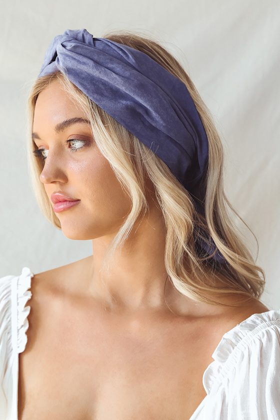 Cute Denim Blue Headband Twisted Headband TieBack Headband Lulus