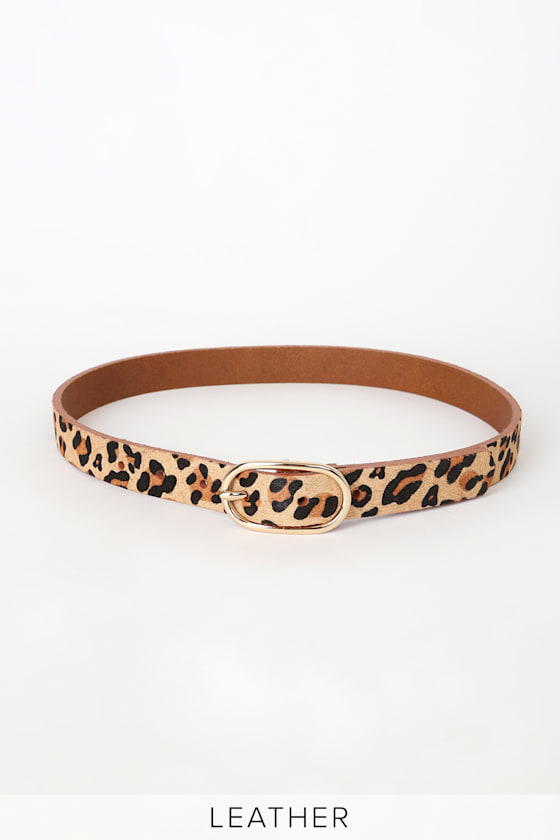 Fierce Style Tan Leopard Calf Hair Leather Belt 3