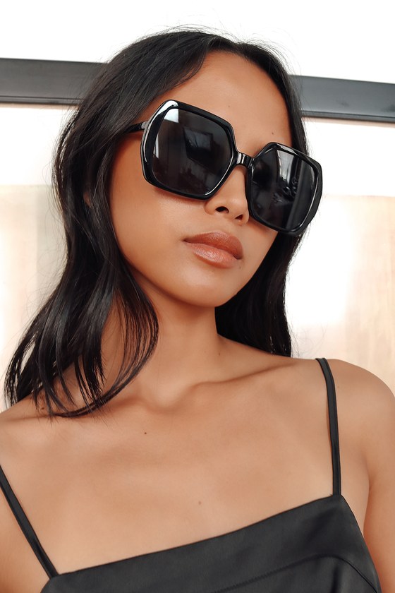 Black Sunglasses Square Sunnies Oversized Sunglasses Lulus 