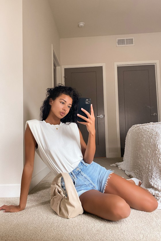 Flair for the Dramatic White Muscle Tank Top 7