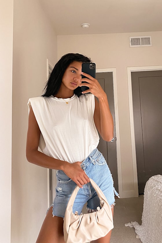 Flair for the Dramatic White Muscle Tank Top 6