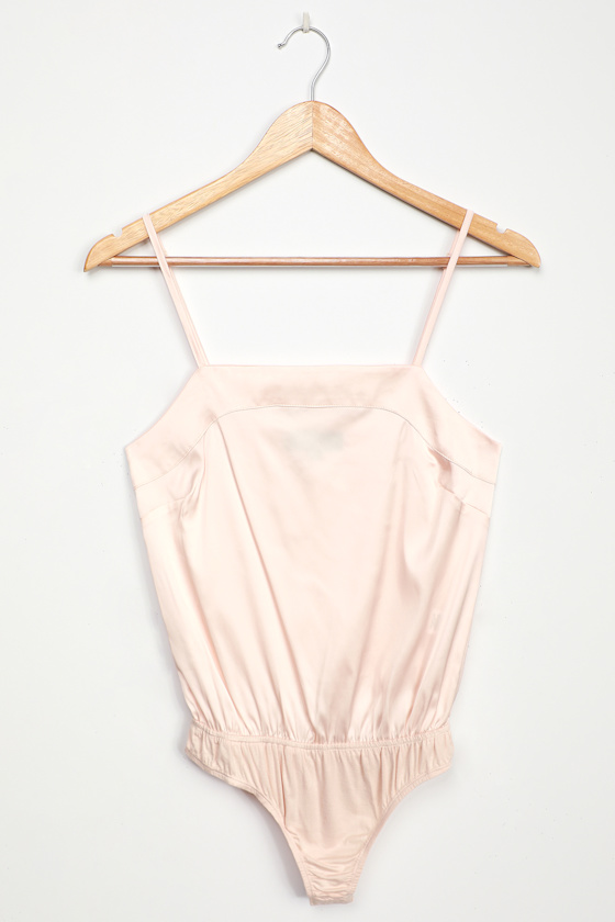 Luxe Be a Lady Champagne Satin Bodysuit 1