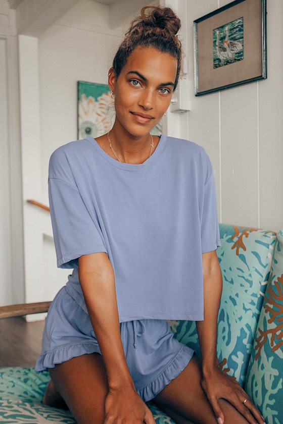 Time to Relax Denim Blue Cropped Tee 4