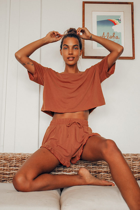 Time to Relax Washed Red Cropped Tee 4