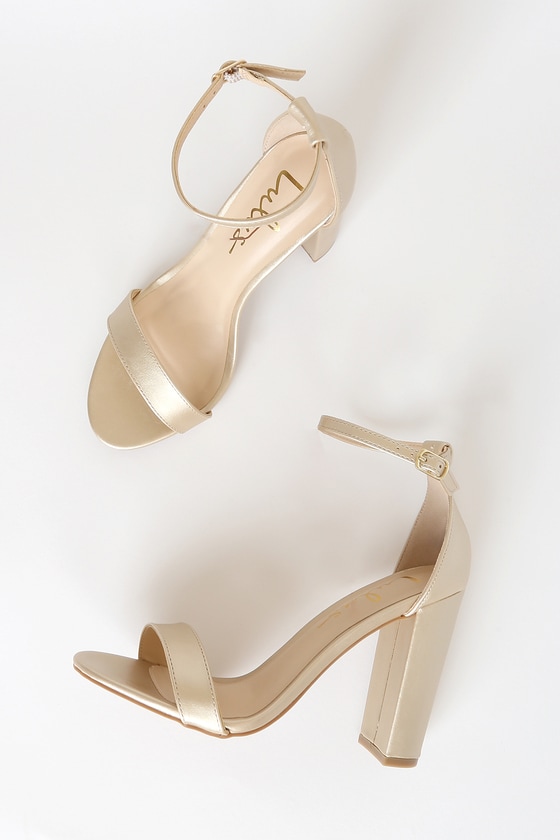 Tinker Champagne Metallic Leather Ankle Strap Sandal