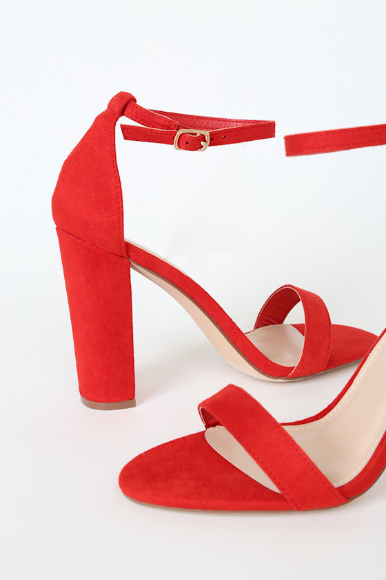 red suede pumps with ankle strap