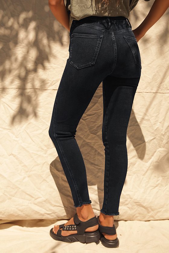 Raw Faded Black High-Rise Skinny Jeans 7
