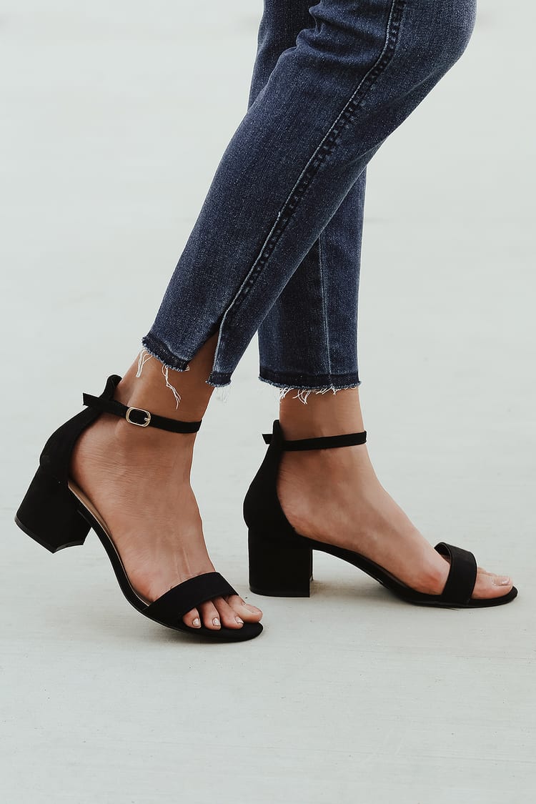 Van bestellen groef Chic Black Sandals - Single Sole Heels - Block Heel Sandals - Lulus