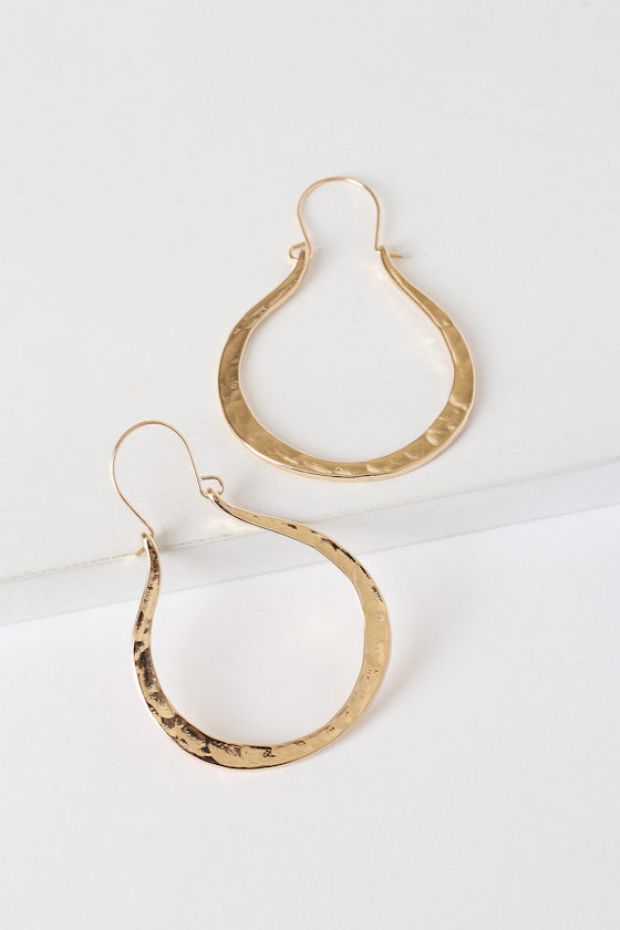 Island Bliss Hammered Gold Hoop Earrings 2