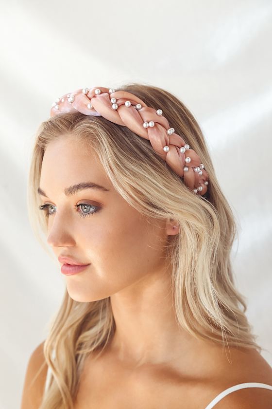 Crazy for You Pink and Pearl Braided Headband 1