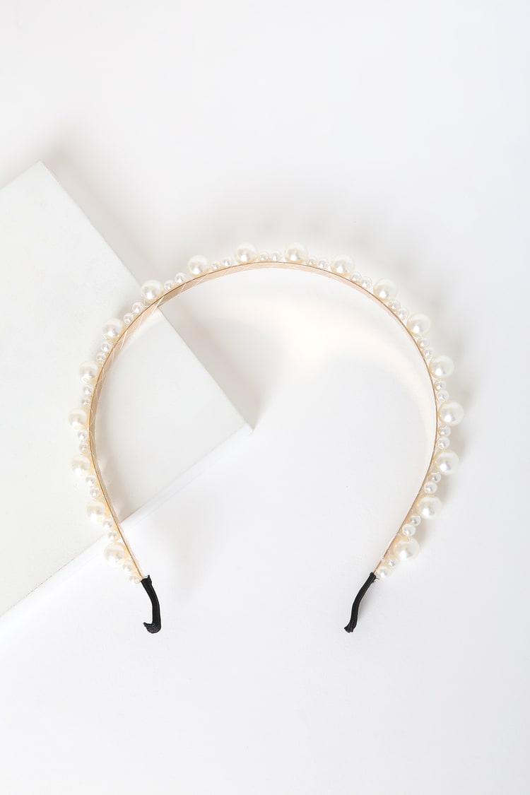 Gold Rhinestone Headband - Pearl Headband - Gold Metal Headband - Lulus