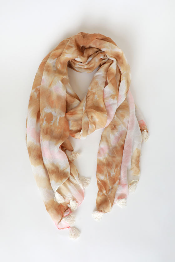 At the Beach Ivory Tie-Dye Scarf 6