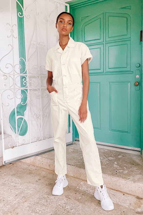 Grover Cream Denim Utility Jumpsuit 4