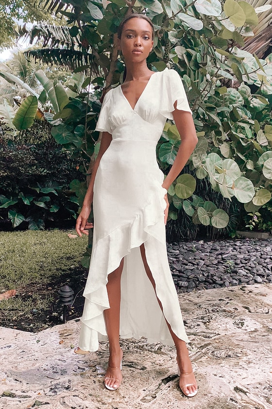 white engagement dress