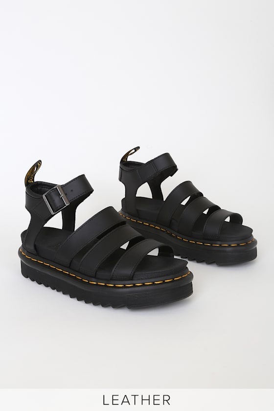 blaire black hydro leather platform gladiator sandals