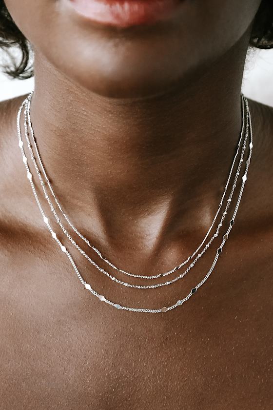Silver Choker Necklace Layered Choker Layered Chain Choker Lulus