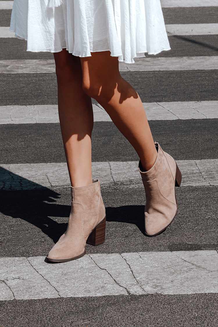 taupe flat booties