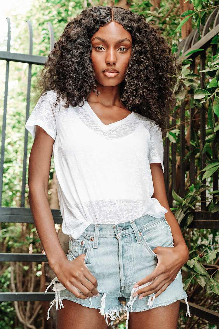 v neck burnout tee