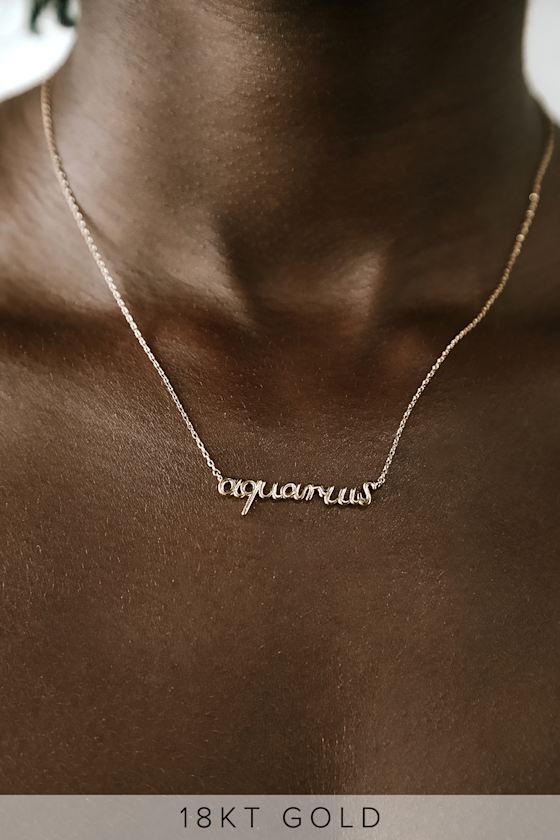 Zodiac Script Necklace - Aquarius 