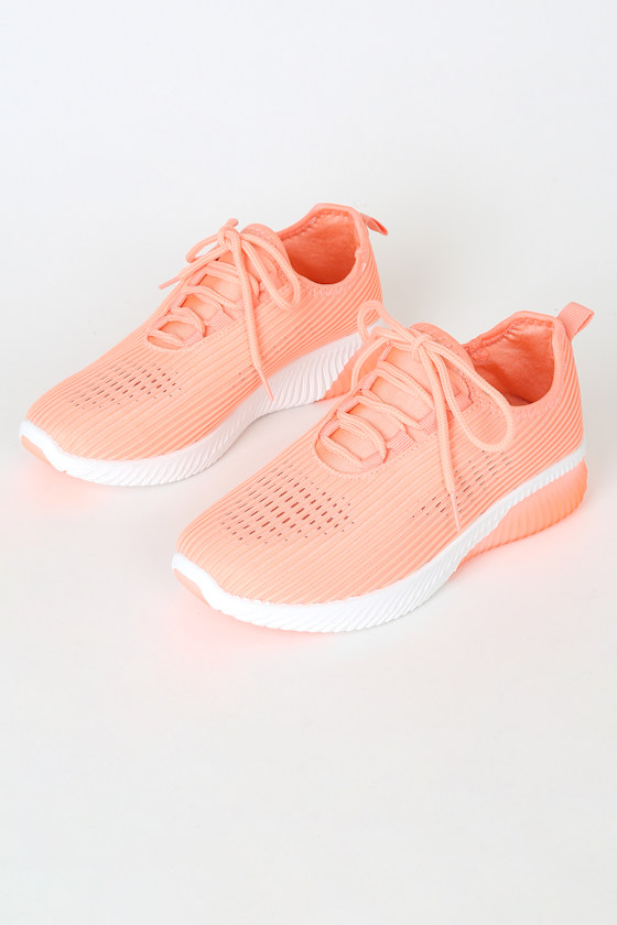 neon coral sneakers