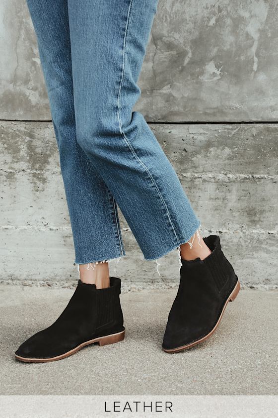 black suede leather ankle boots