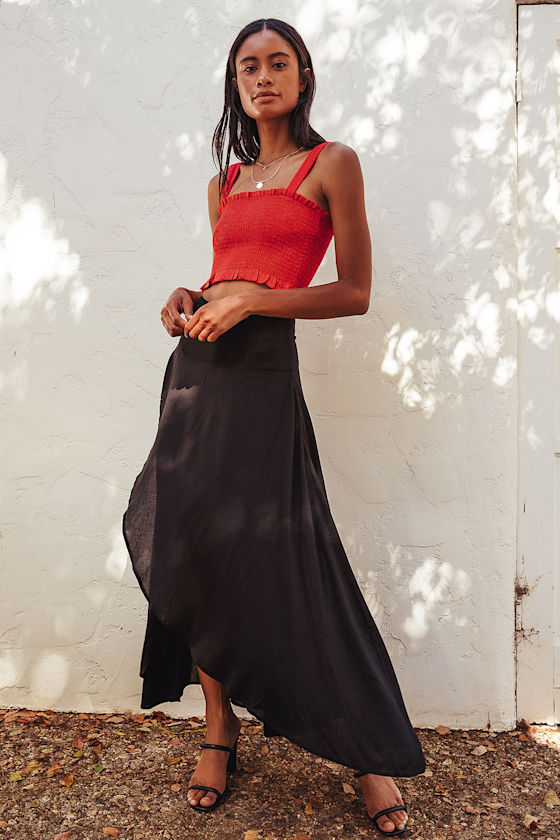 black high low maxi skirt