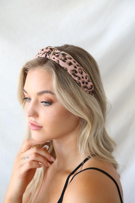 Savvy Pink Leopard Print Knotted Headband 3
