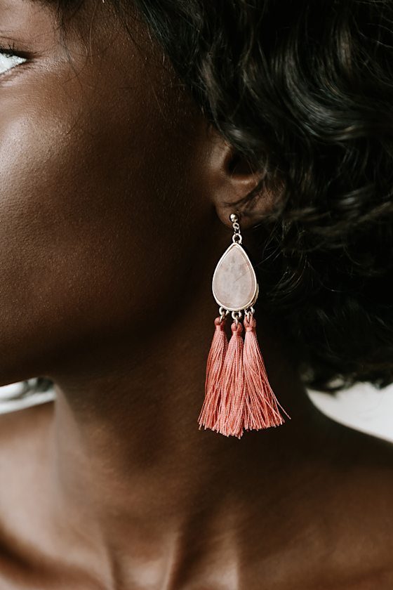 Something Stunning Pink Tassel Earrings 1