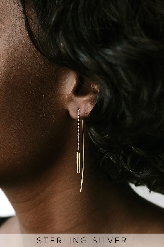 Chic Gold Earrings Threader Earrings Sterling Silver Earrings Lulus