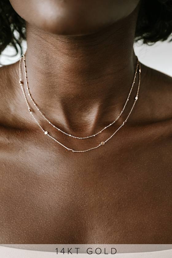 Adoring Looks 14k Gold Layered Choker Necklace 1