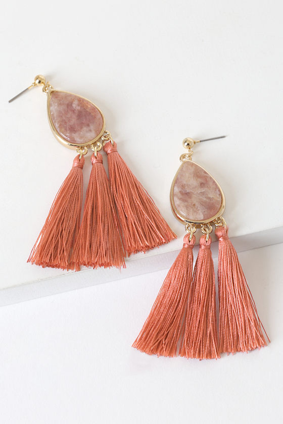 Something Stunning Pink Tassel Earrings 2