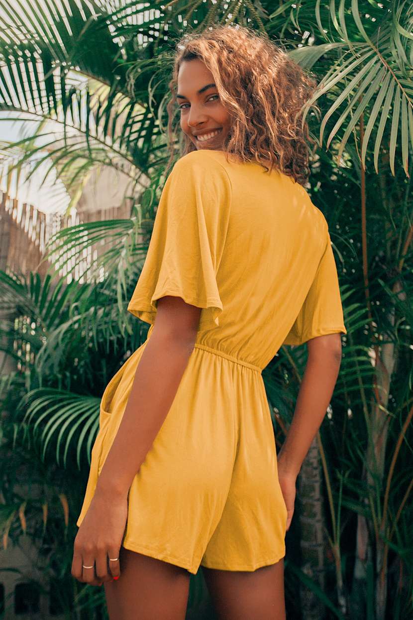 mustard yellow romper dress Mustard Romper - Knit Romper - Jersey Romper - Pocket Romper