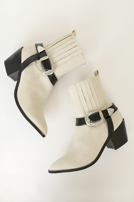 ALBA WESTERN BUCKLE BOOTIE: NUDE 4