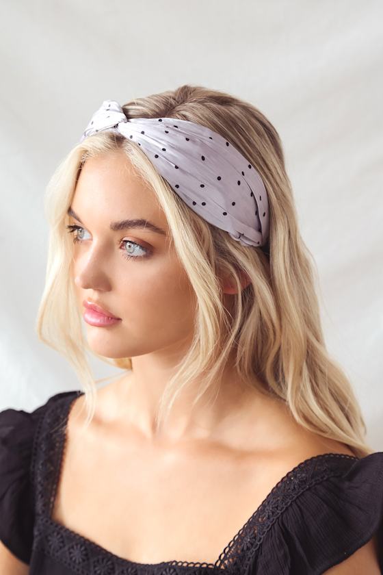 Grey Headband Polka Dot Headband Knotted Headband Lulus