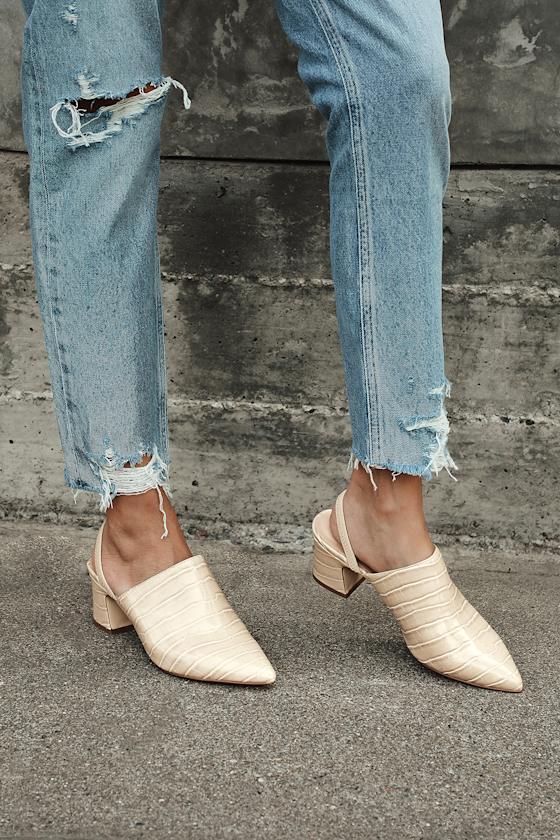 khaki mules