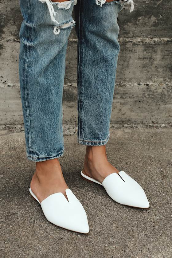 white pointed slides