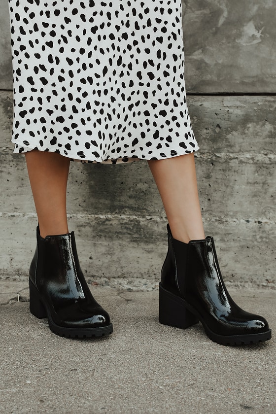 Dirty Laundry Lisbon - Black Patent Booties - Ankle Booties - Lulus