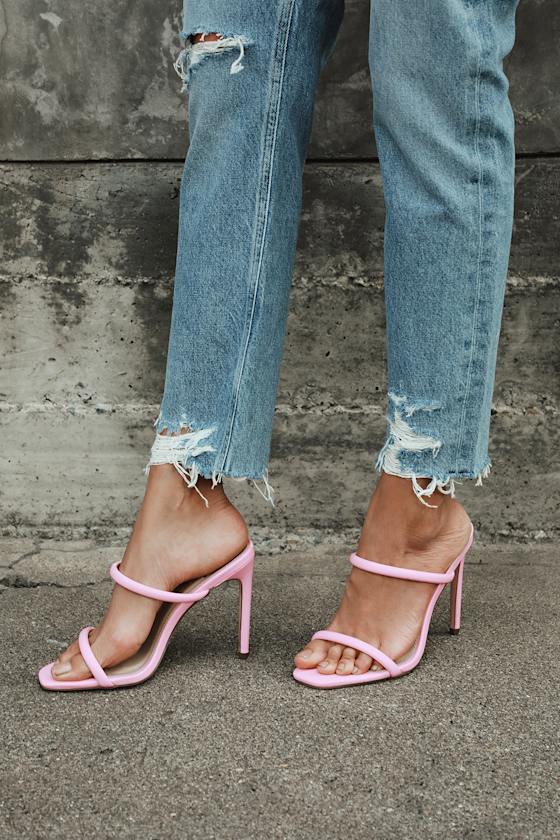 square toe heels pink