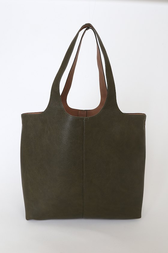 Olive Green Tote Bag Oversized Tote Bag Vegan Leather Bag Lulus