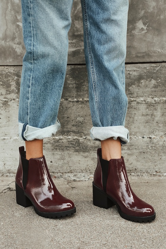 Dirty Laundry Lisbon - Oxblood Patent Booties - Ankle Booties - Lulus