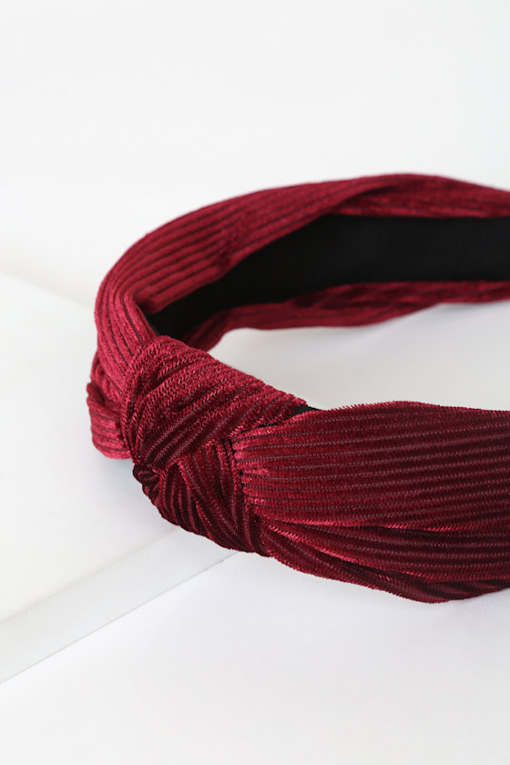 Red Velvet Headband - Knotted Headband - Velvet Hair Band