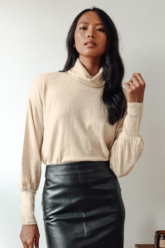 beige turtleneck top